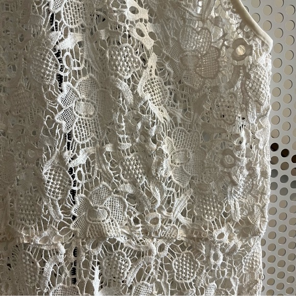 CAbi Open Knit Lace Peplum Sleeveless Top Size Large in White GUC - Picture 5 of 11